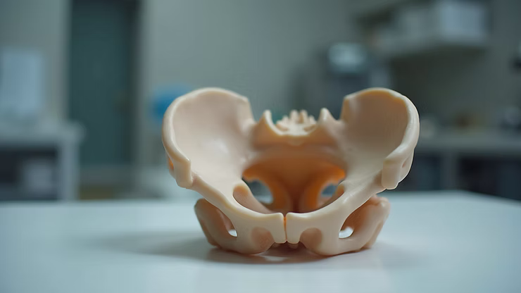 Pelvic anatomy model showing muscles and bones